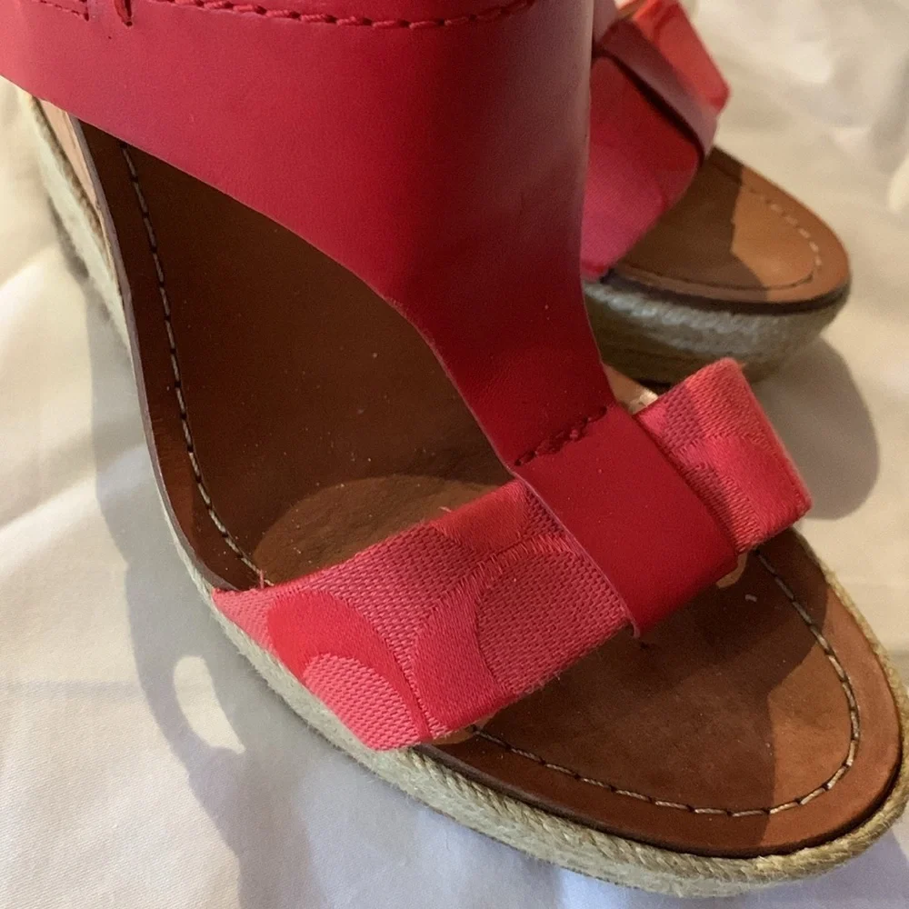 Gently Loved Coral Red Wedges by COACH